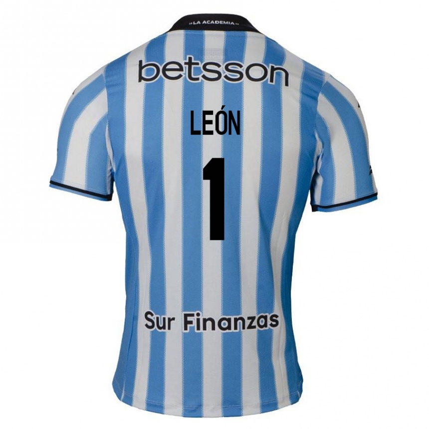 Kids Football Roberto León #1 Blue White Black Home Jersey 2024/25 T-Shirt Uk