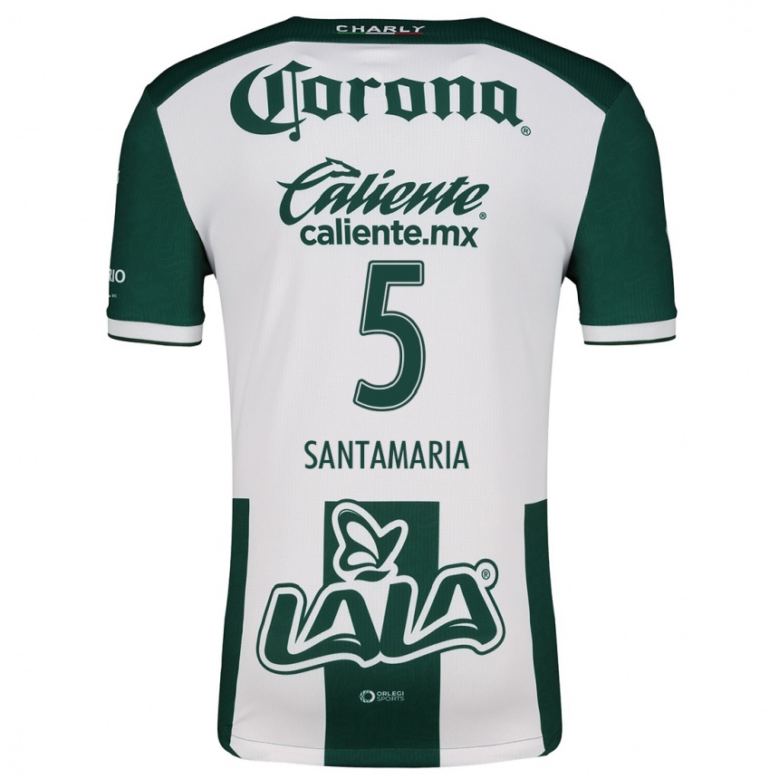 Kids Football Anderson Santamaría #5 Green White Home Jersey 2024/25 T-Shirt Uk