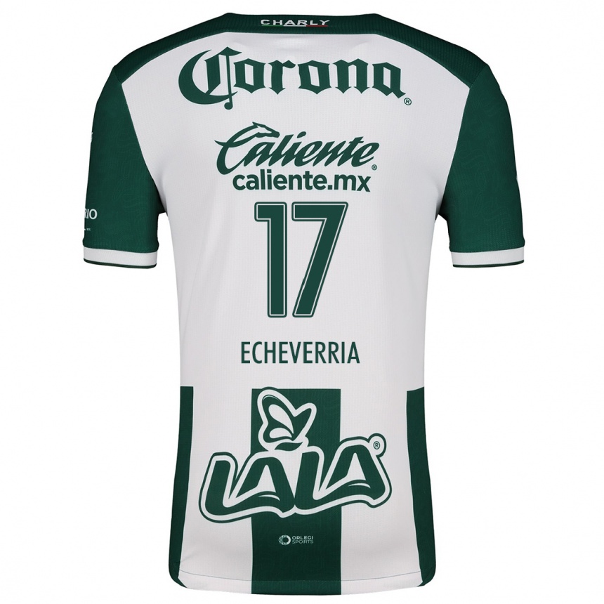 Kids Football Emmanuel Echeverría #17 Green White Home Jersey 2024/25 T-Shirt Uk