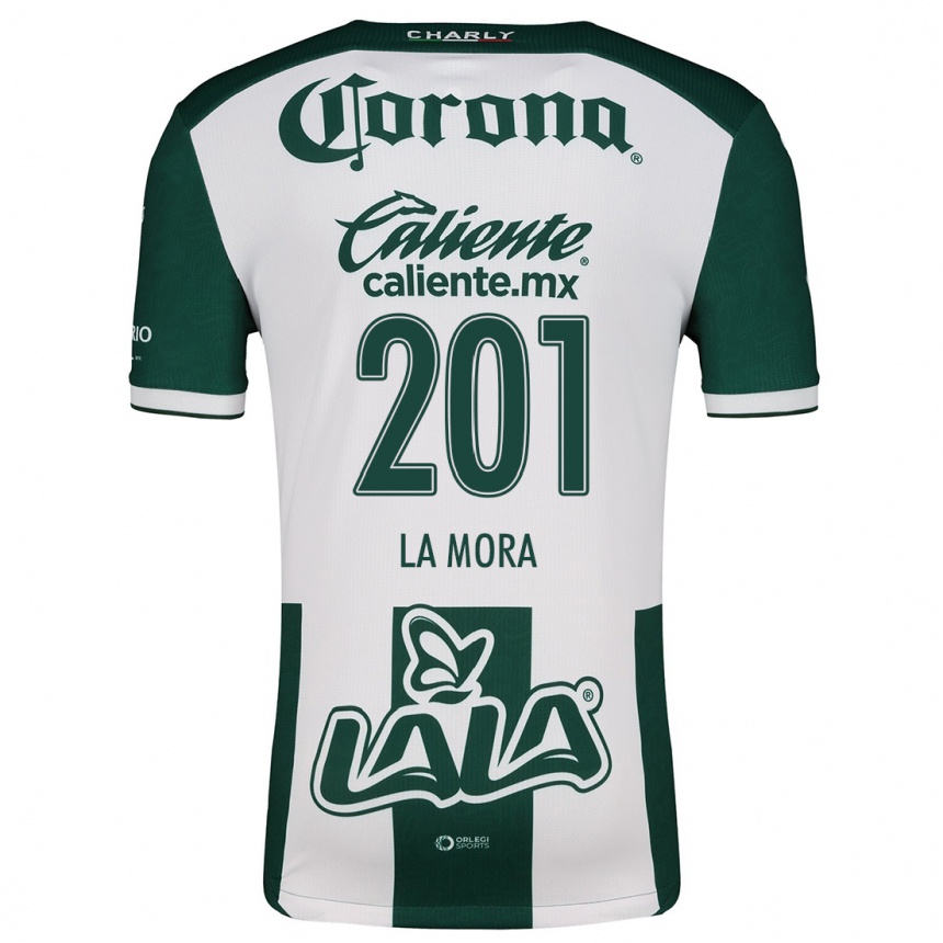 Kids Football Luis De La Mora #201 Green White Home Jersey 2024/25 T-Shirt Uk