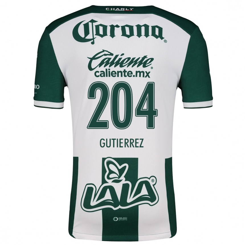 Kids Football Gabriel Gutiérrez #204 Green White Home Jersey 2024/25 T-Shirt Uk