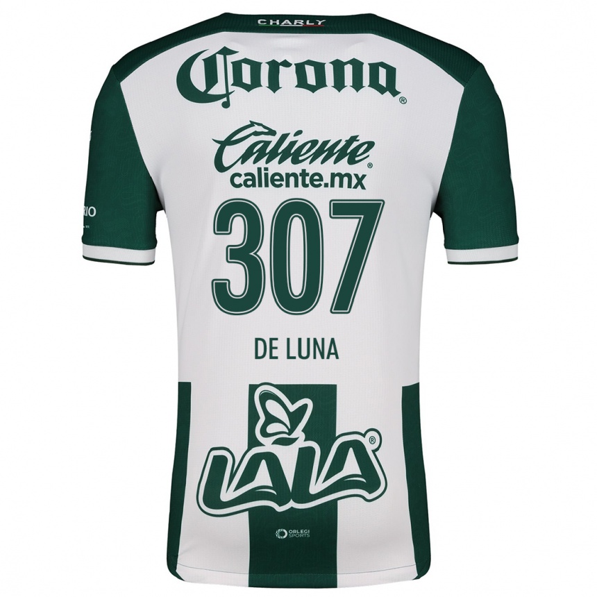 Kids Football Eduardo De Luna #307 Green White Home Jersey 2024/25 T-Shirt Uk