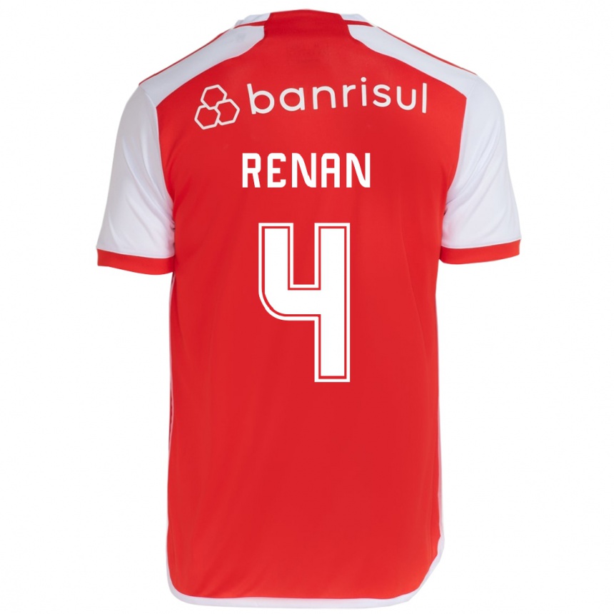 Kids Football Robert Renan #4 Red White Home Jersey 2024/25 T-Shirt Uk