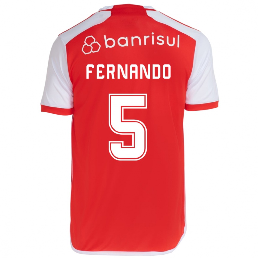 Kids Football Fernando #5 Red White Home Jersey 2024/25 T-Shirt Uk