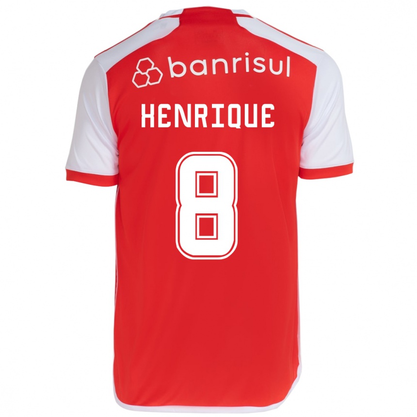 Kids Football Bruno Henrique #8 Red White Home Jersey 2024/25 T-Shirt Uk