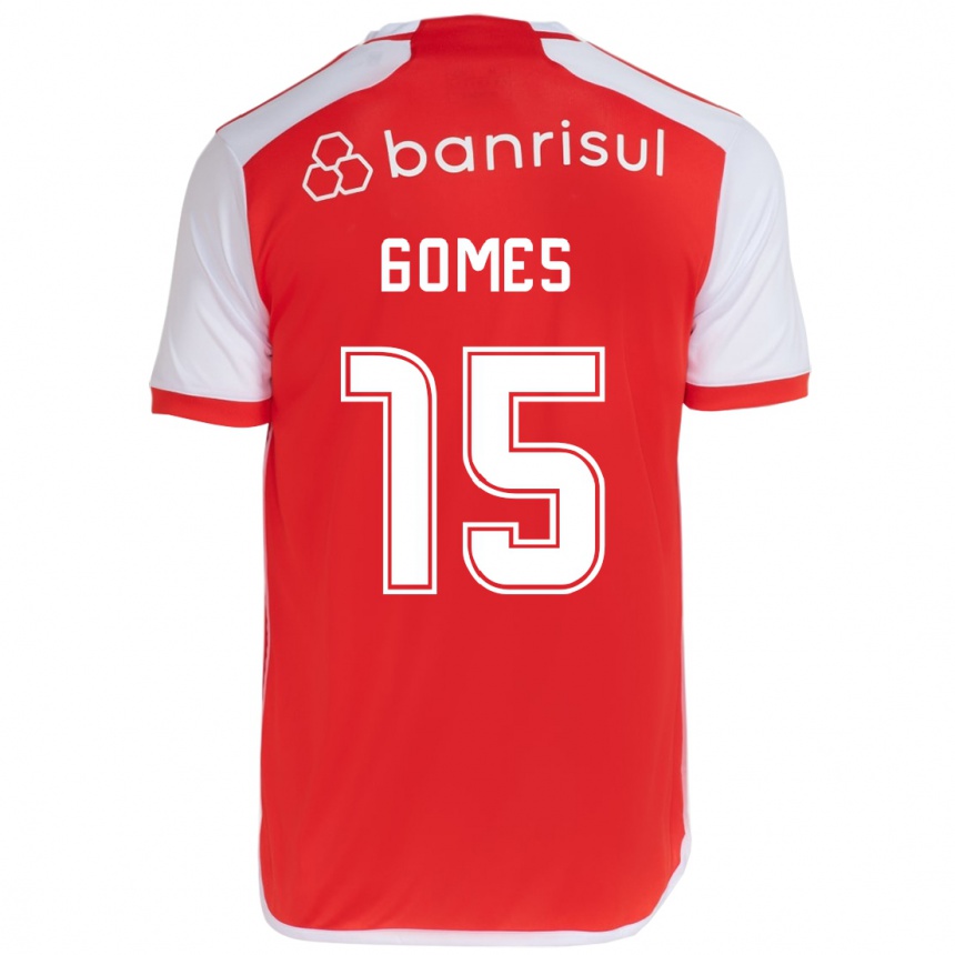 Kids Football Bruno Gomes #15 Red White Home Jersey 2024/25 T-Shirt Uk