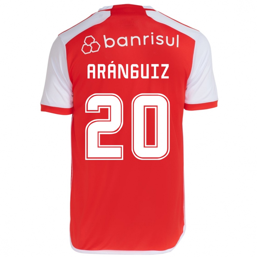 Kids Football Charles Aránguiz #20 Red White Home Jersey 2024/25 T-Shirt Uk