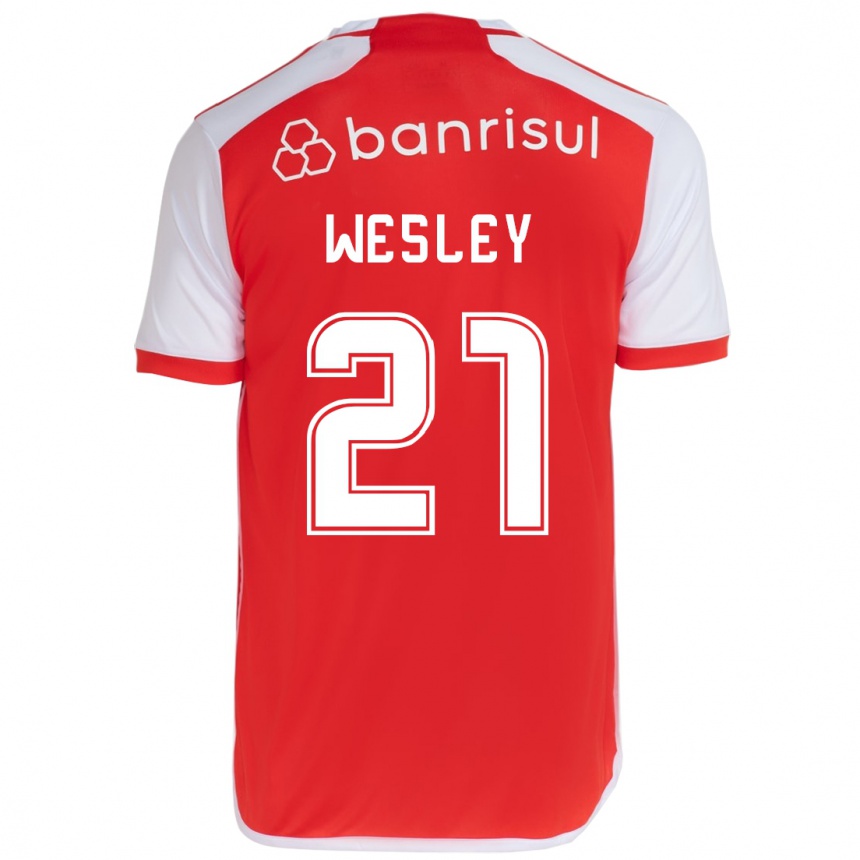 Kids Football Wesley #21 Red White Home Jersey 2024/25 T-Shirt Uk