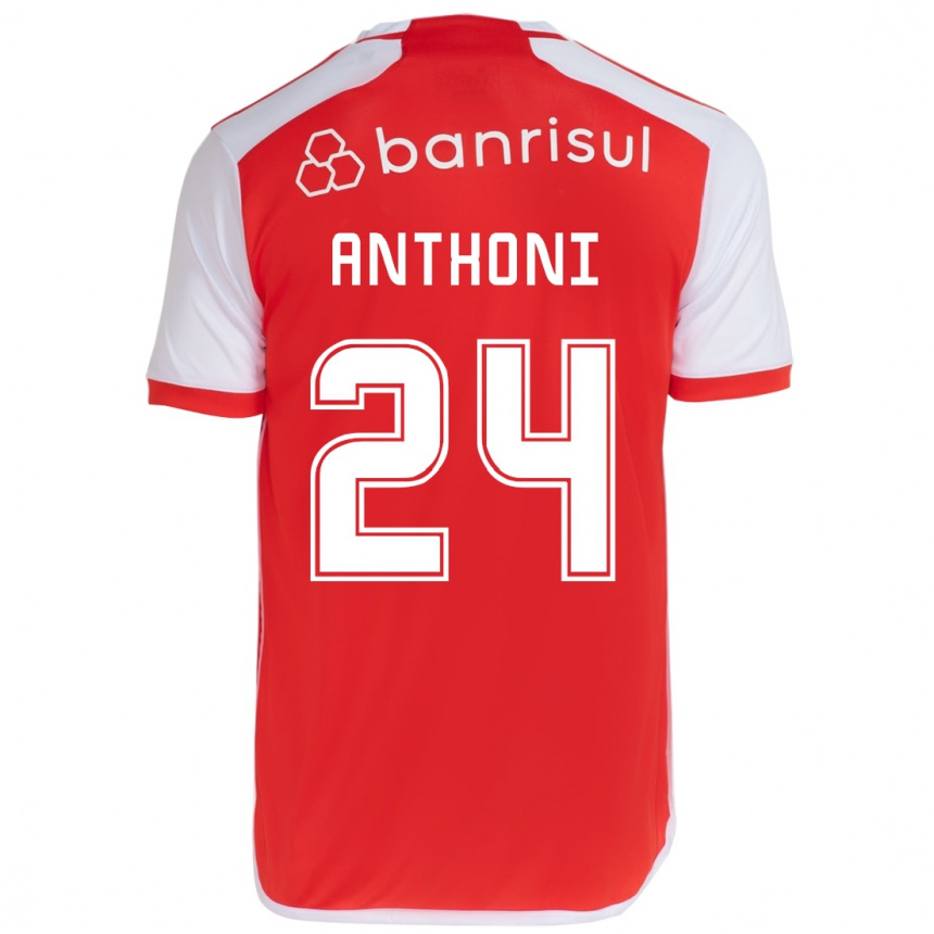 Kids Football Anthoni #24 Red White Home Jersey 2024/25 T-Shirt Uk