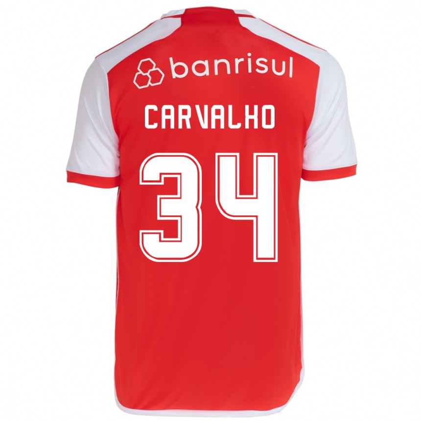 Kids Football Gabriel Carvalho #34 Red White Home Jersey 2024/25 T-Shirt Uk