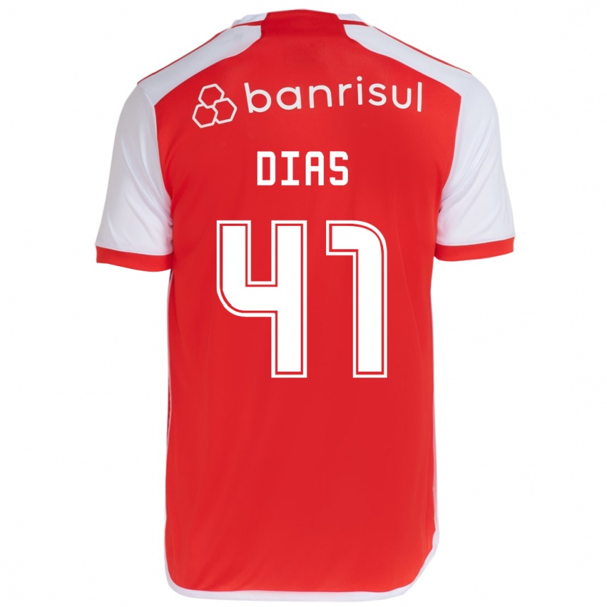 Kids Football Matheus Dias #41 Red White Home Jersey 2024/25 T-Shirt Uk