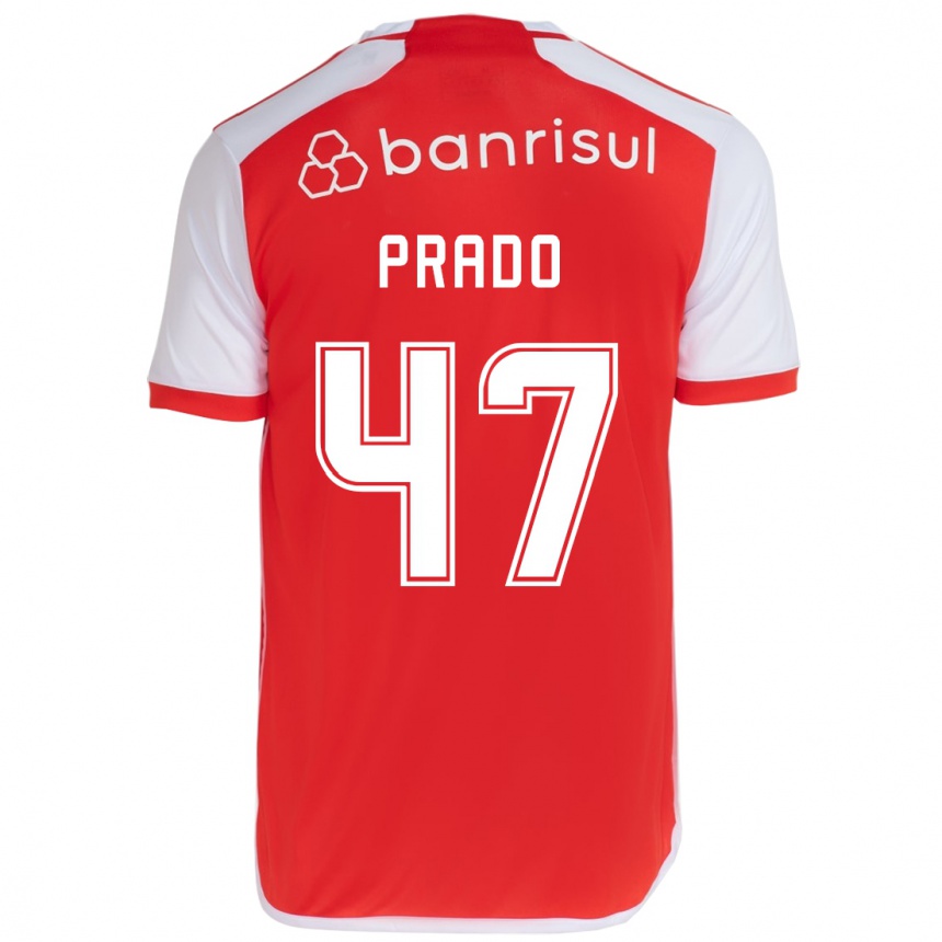 Kids Football Gustavo Prado #47 Red White Home Jersey 2024/25 T-Shirt Uk