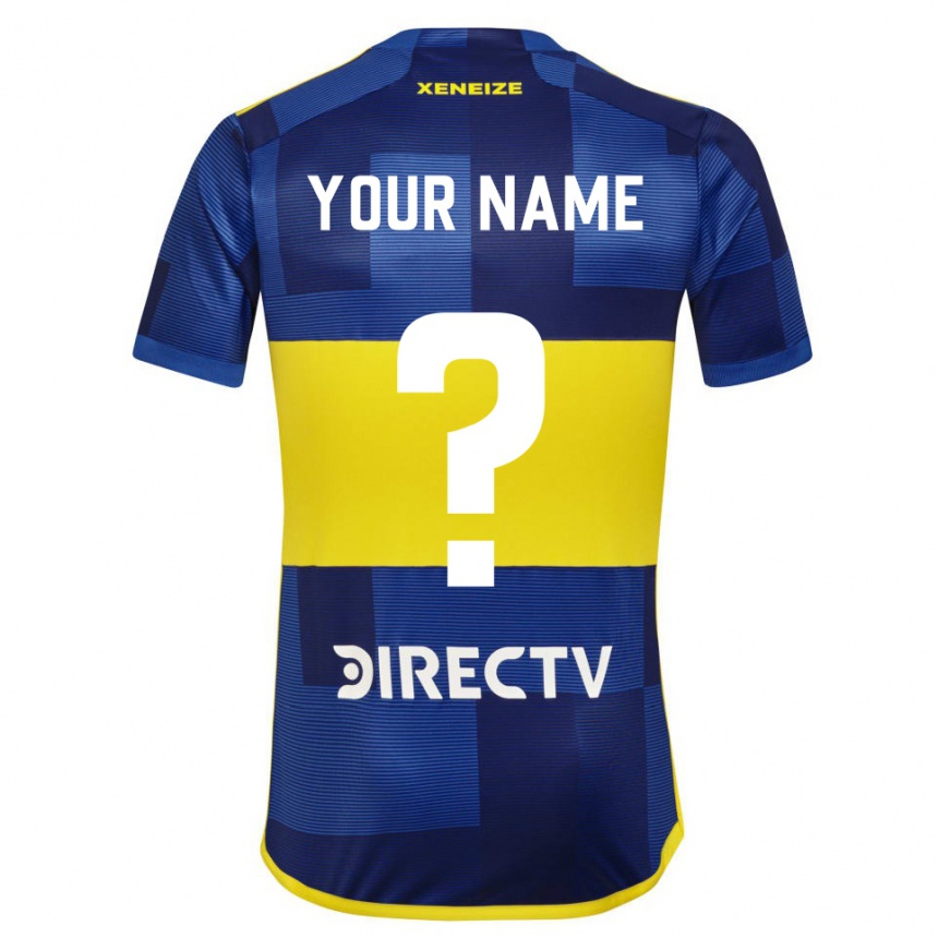 Kids Football Your Name #0 Blue Yellow Home Jersey 2024/25 T-Shirt Uk