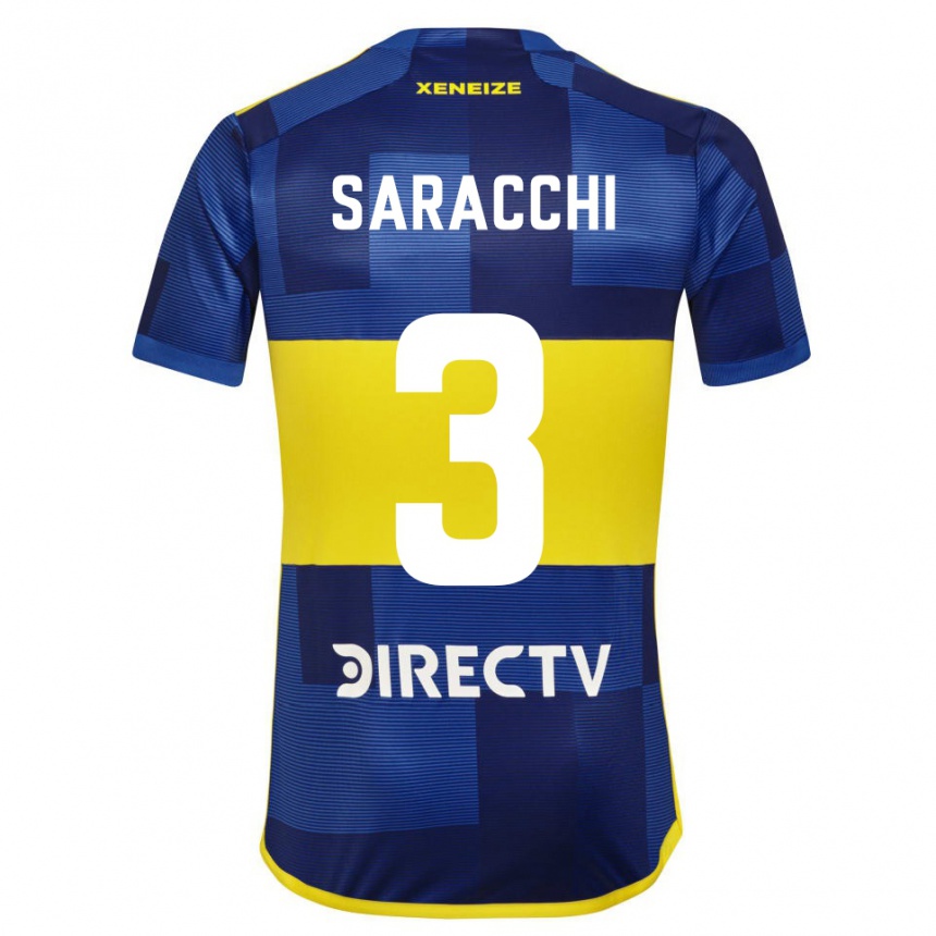 Kids Football Marcelo Saracchi #3 Blue Yellow Home Jersey 2024/25 T-Shirt Uk