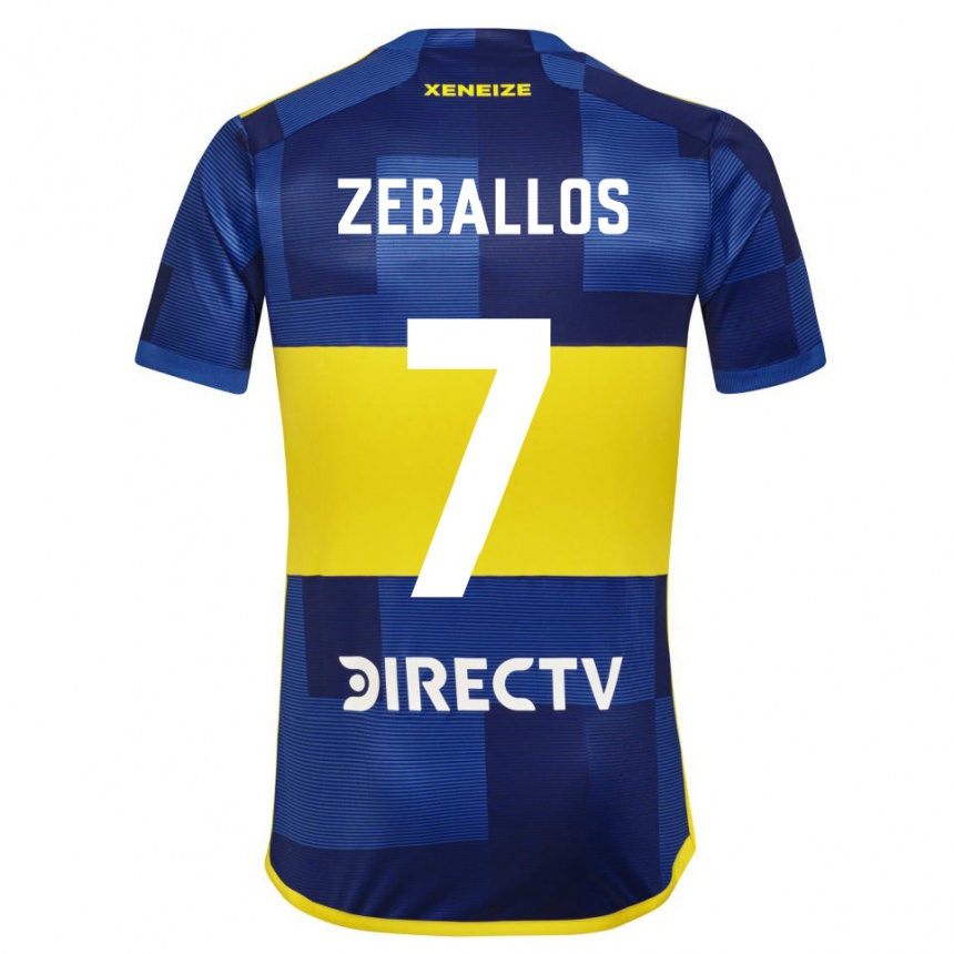 Kids Football Exequiel Zeballos #7 Blue Yellow Home Jersey 2024/25 T-Shirt Uk