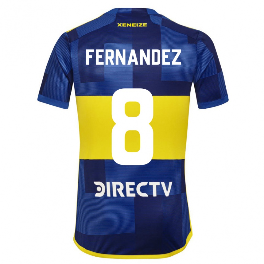 Kids Football Guillermo Fernandez #8 Blue Yellow Home Jersey 2024/25 T-Shirt Uk