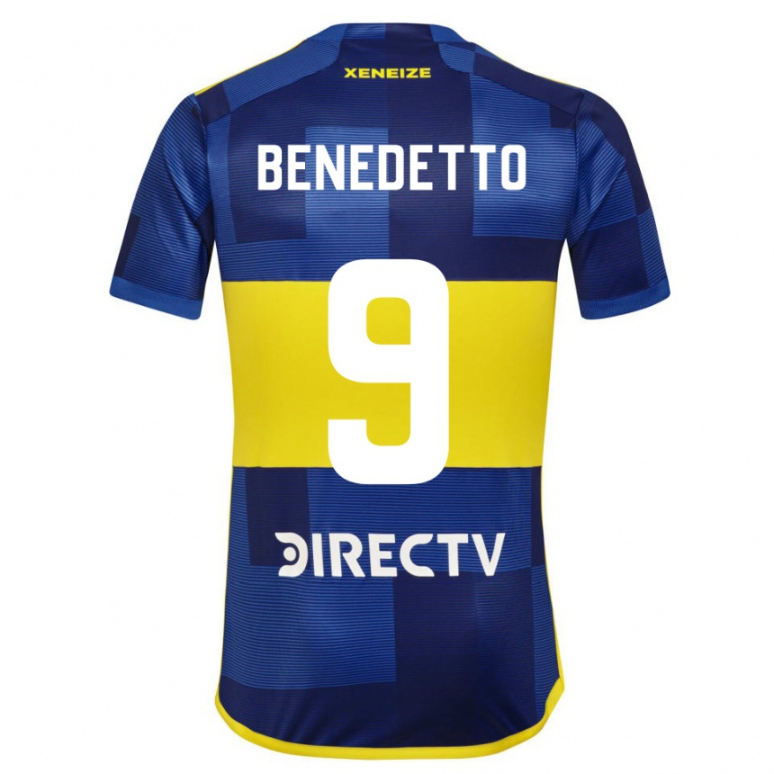 Kids Football Dario Benedetto #9 Blue Yellow Home Jersey 2024/25 T-Shirt Uk