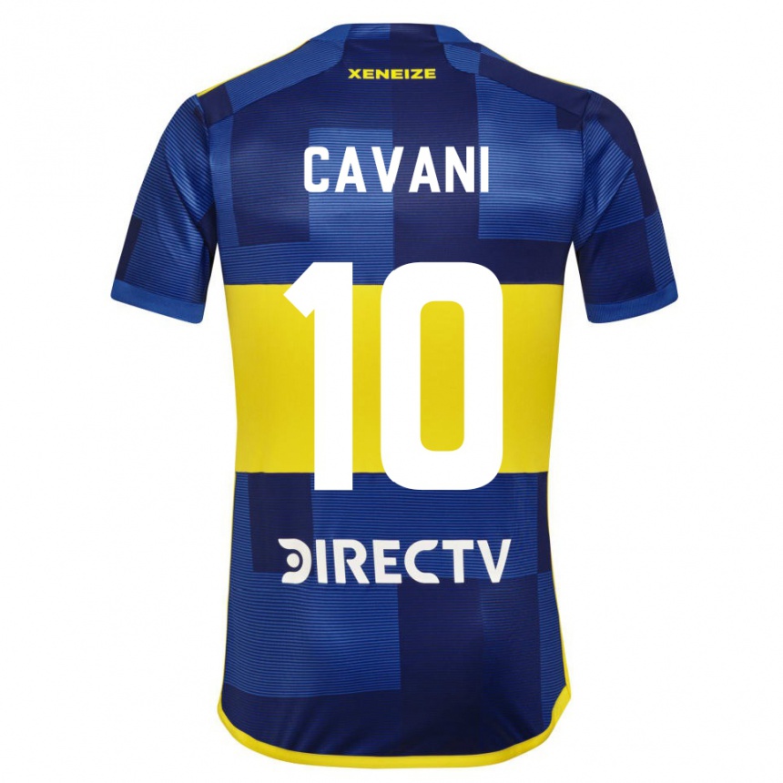 Kids Football Edinson Cavani #10 Blue Yellow Home Jersey 2024/25 T-Shirt Uk