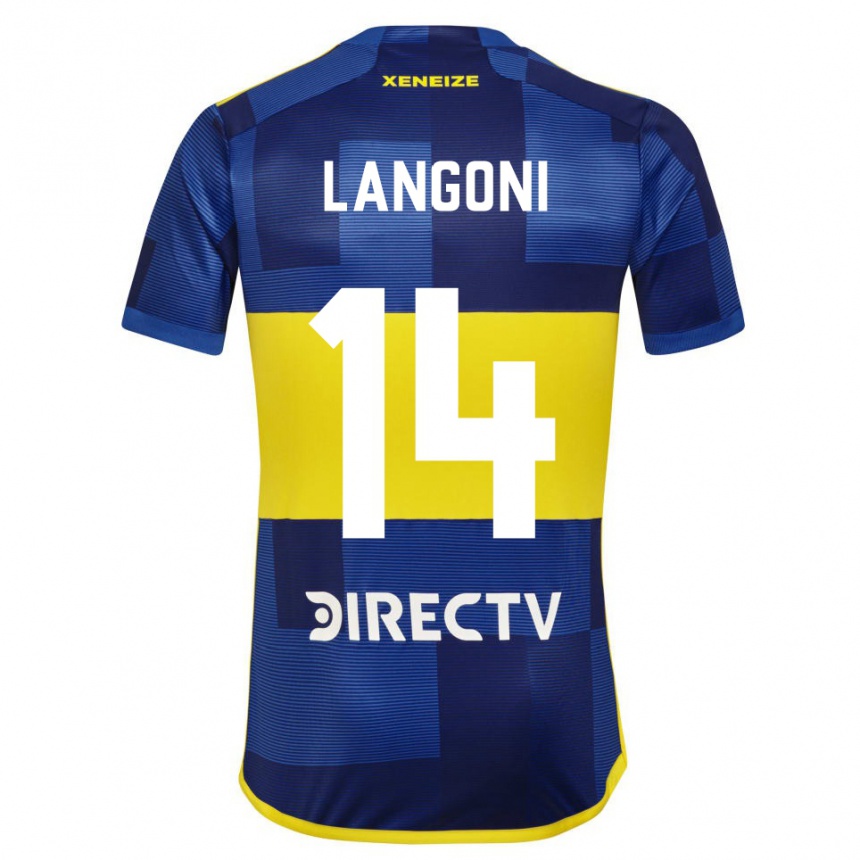 Kids Football Luca Langoni #14 Blue Yellow Home Jersey 2024/25 T-Shirt Uk