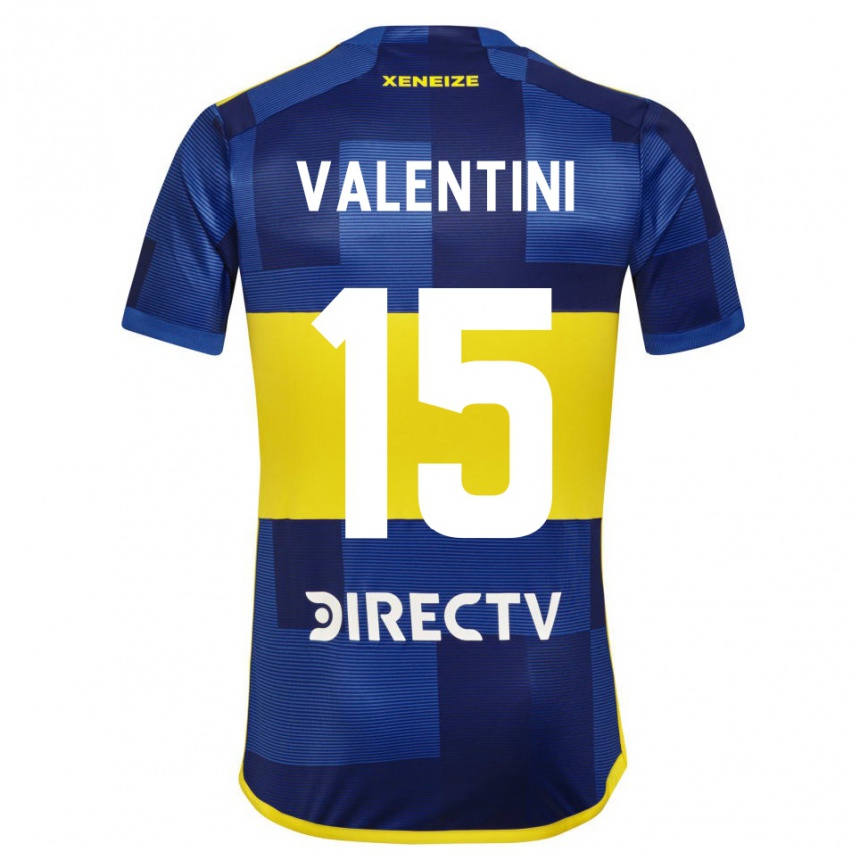 Kids Football Nicolás Valentini #15 Blue Yellow Home Jersey 2024/25 T-Shirt Uk