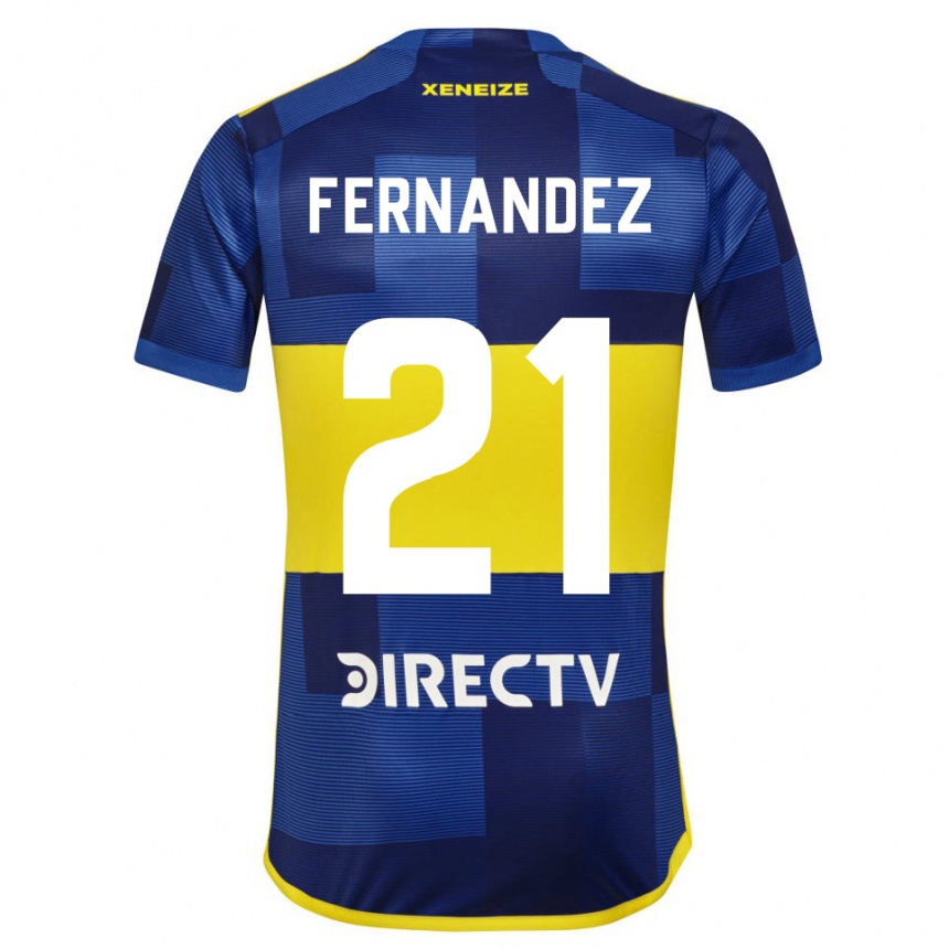 Kids Football Ezequiel Fernández #21 Blue Yellow Home Jersey 2024/25 T-Shirt Uk