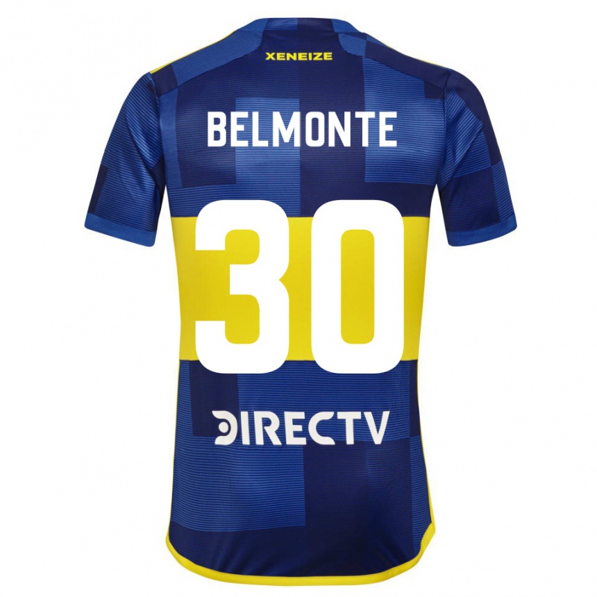 Kids Football Tomás Belmonte #30 Blue Yellow Home Jersey 2024/25 T-Shirt Uk