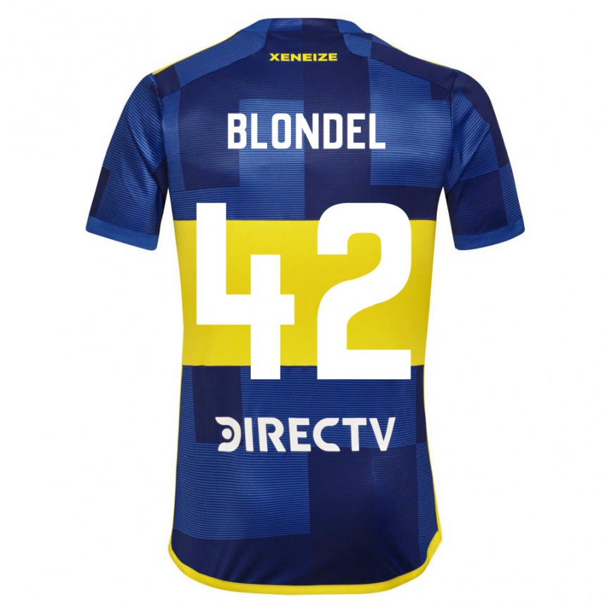 Kids Football Lucas Blondel #42 Blue Yellow Home Jersey 2024/25 T-Shirt Uk