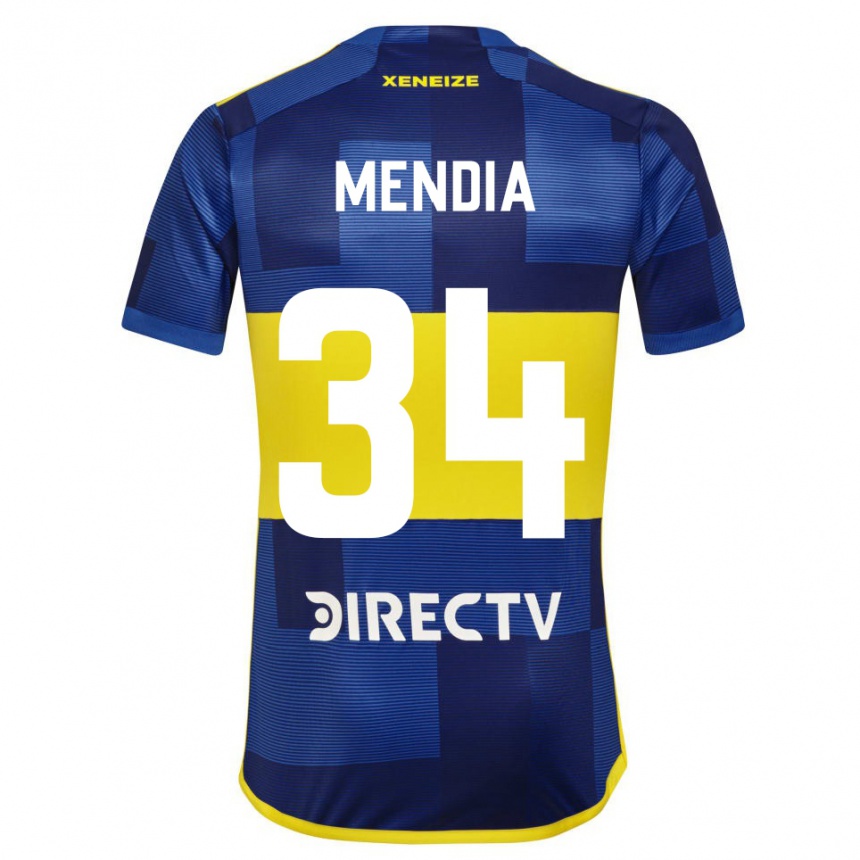 Kids Football Mateo Mendia #34 Blue Yellow Home Jersey 2024/25 T-Shirt Uk