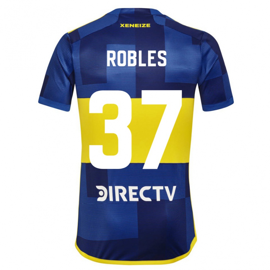 Kids Football Sebastian Diaz Robles #37 Blue Yellow Home Jersey 2024/25 T-Shirt Uk