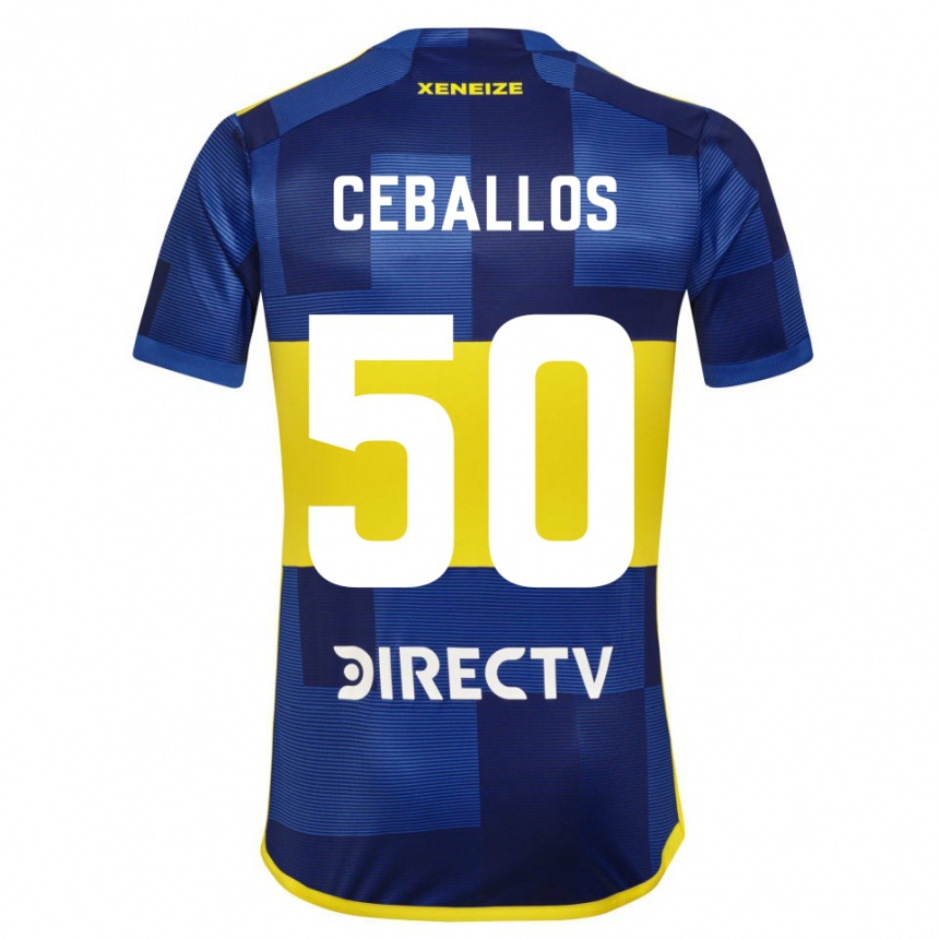 Kids Football Julián Ceballos #50 Blue Yellow Home Jersey 2024/25 T-Shirt Uk