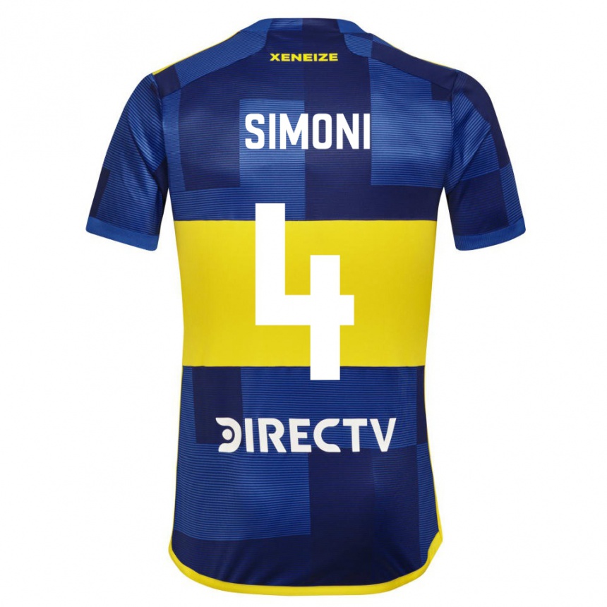 Kids Football Tiago Simoni #4 Blue Yellow Home Jersey 2024/25 T-Shirt Uk