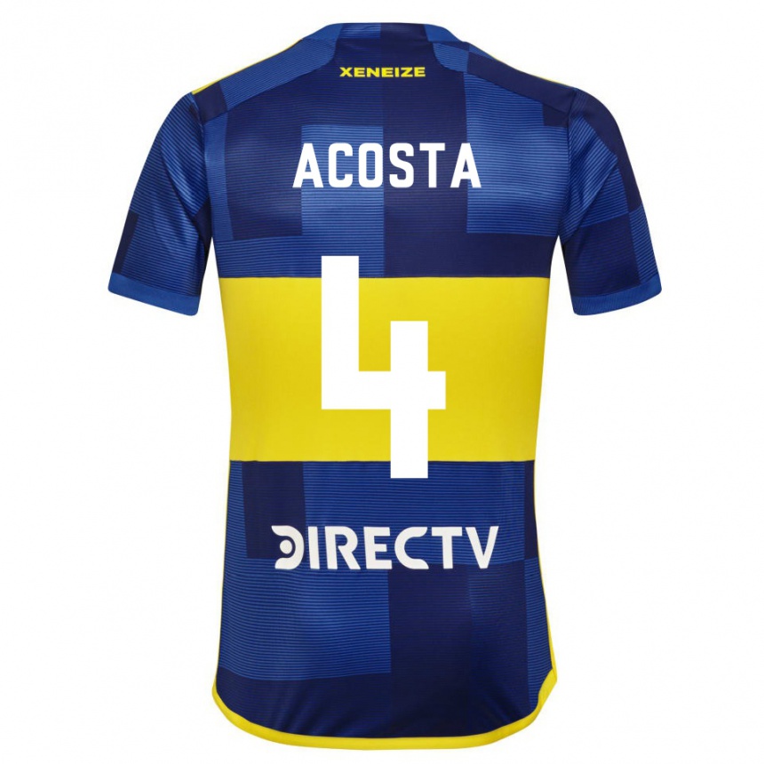 Kids Football Natan Acosta #4 Blue Yellow Home Jersey 2024/25 T-Shirt Uk