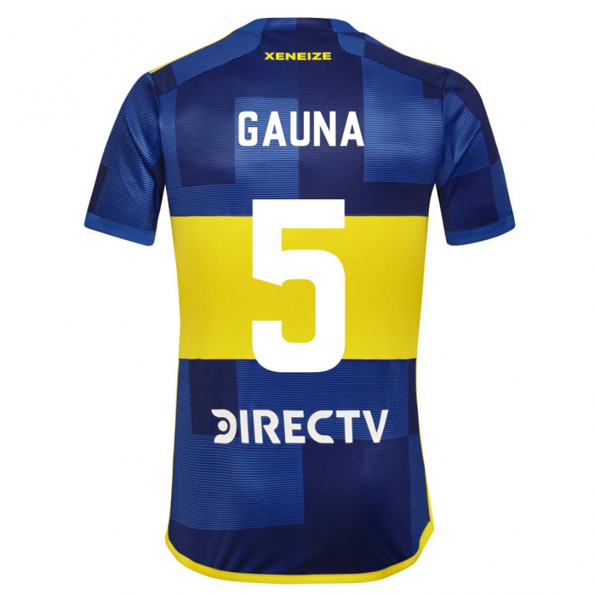 Kids Football Santiago Gauna #5 Blue Yellow Home Jersey 2024/25 T-Shirt Uk