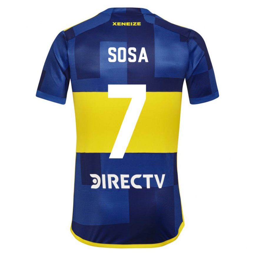 Kids Football Elián Sosa #7 Blue Yellow Home Jersey 2024/25 T-Shirt Uk