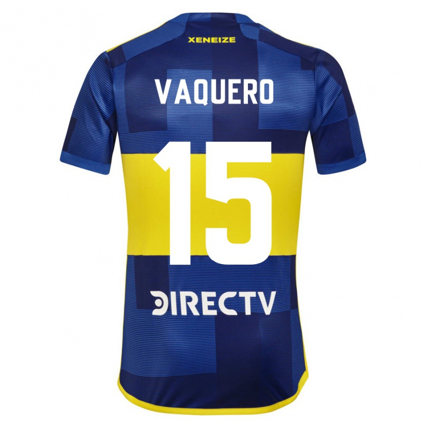 Kids Football Ivan Vaquero #15 Blue Yellow Home Jersey 2024/25 T-Shirt Uk