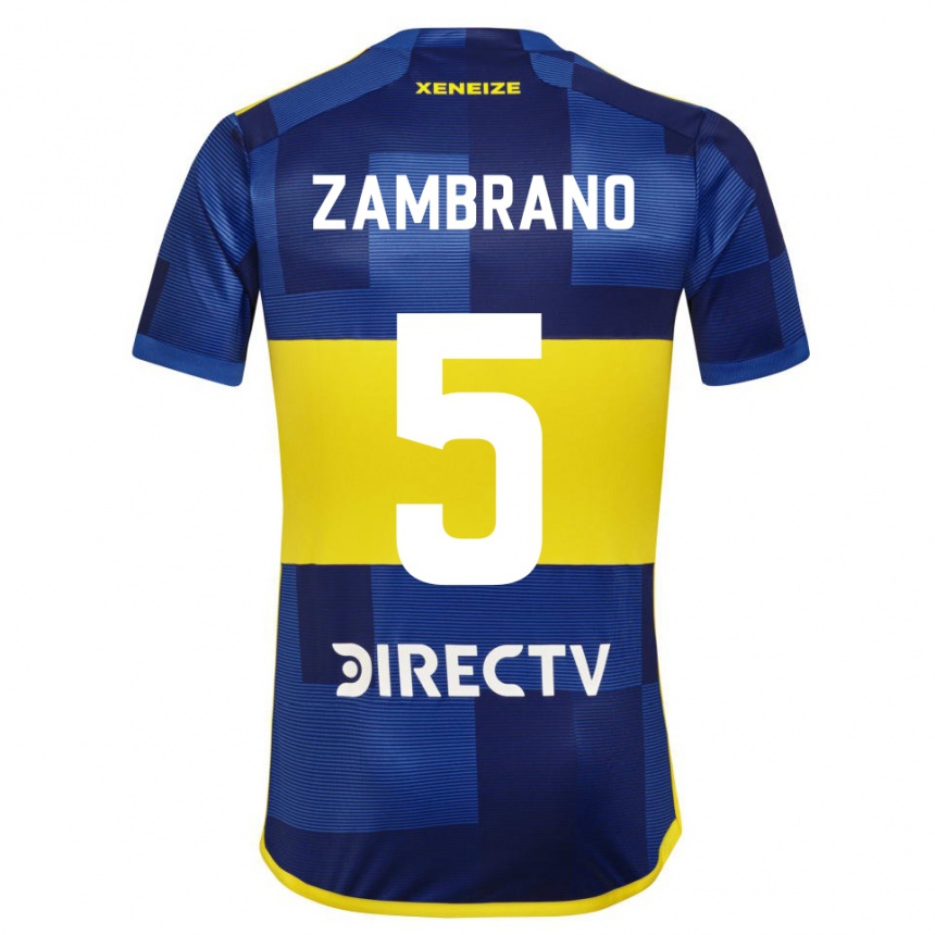 Kids Football Carlos Zambrano #5 Blue Yellow Home Jersey 2024/25 T-Shirt Uk