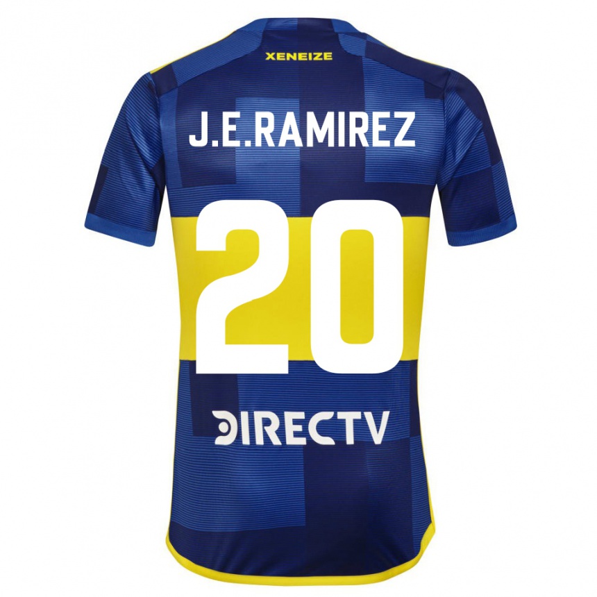 Kids Football Juan Edgardo Ramirez #20 Blue Yellow Home Jersey 2024/25 T-Shirt Uk