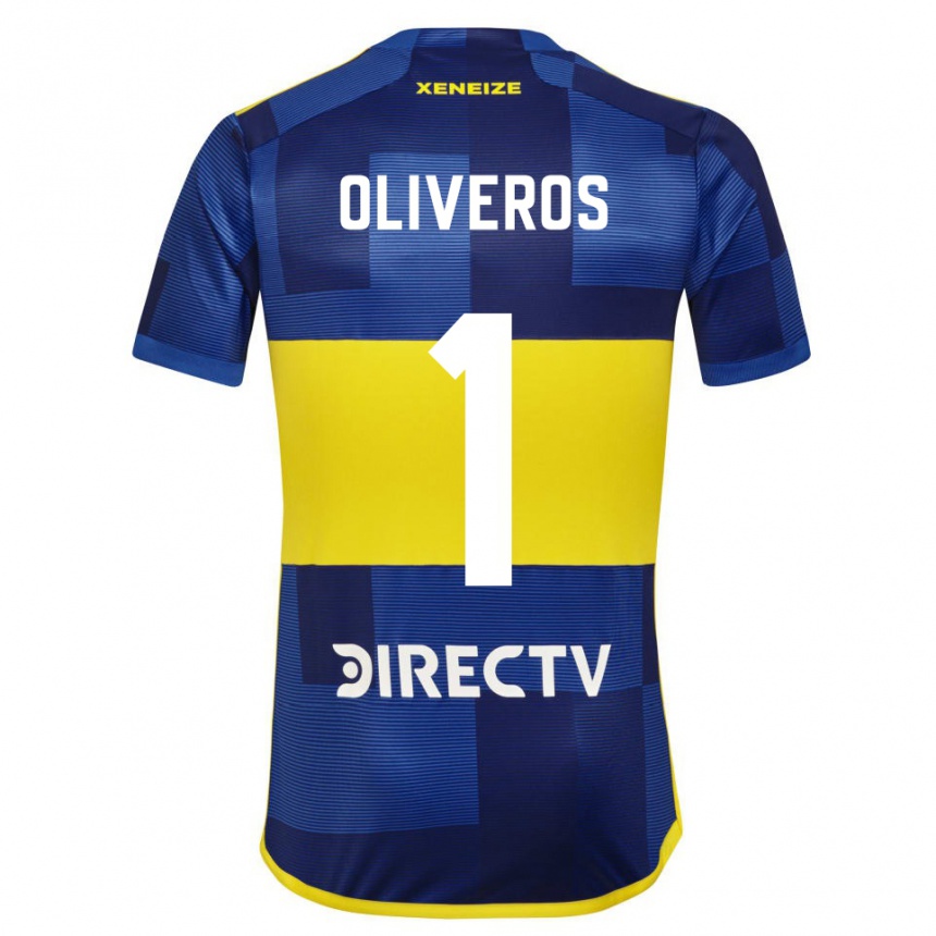 Kids Football Laurina Oliveros #1 Blue Yellow Home Jersey 2024/25 T-Shirt Uk