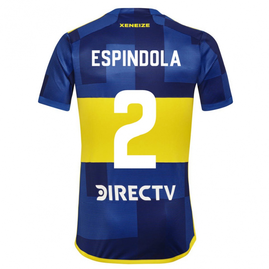 Kids Football Noelia Espindola #2 Blue Yellow Home Jersey 2024/25 T-Shirt Uk