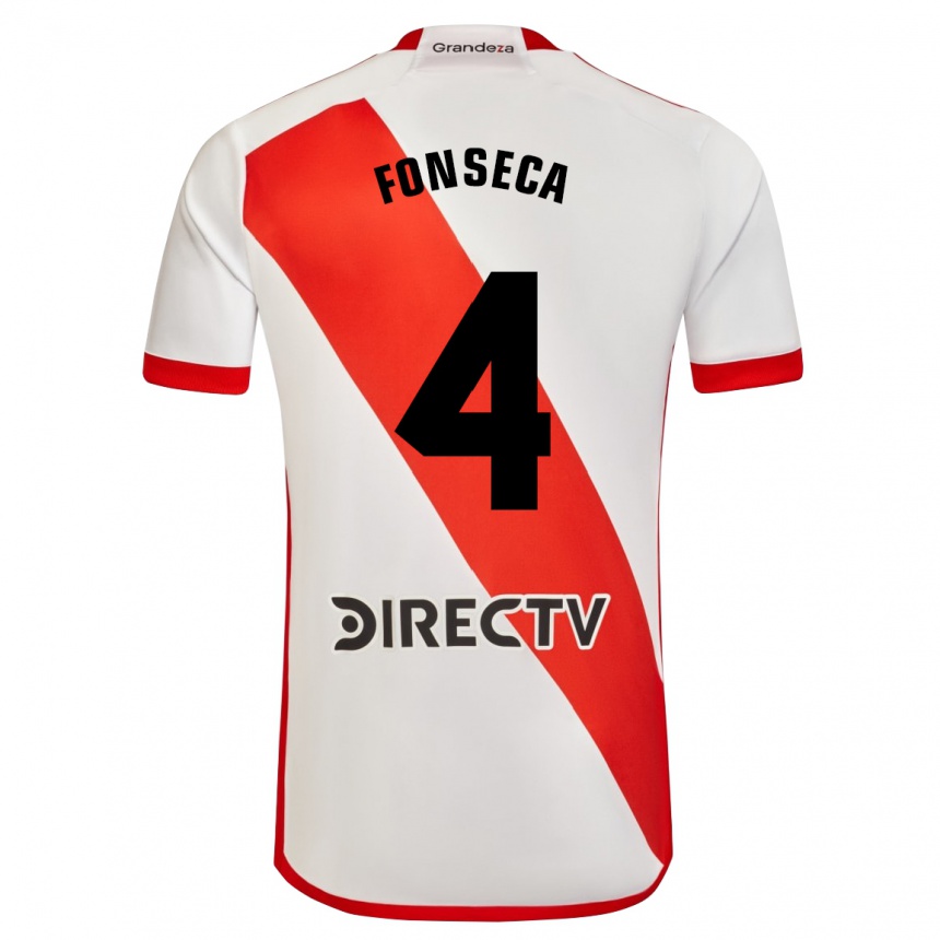 Kids Football Nicolás Fonseca #4 White Red Home Jersey 2024/25 T-Shirt Uk