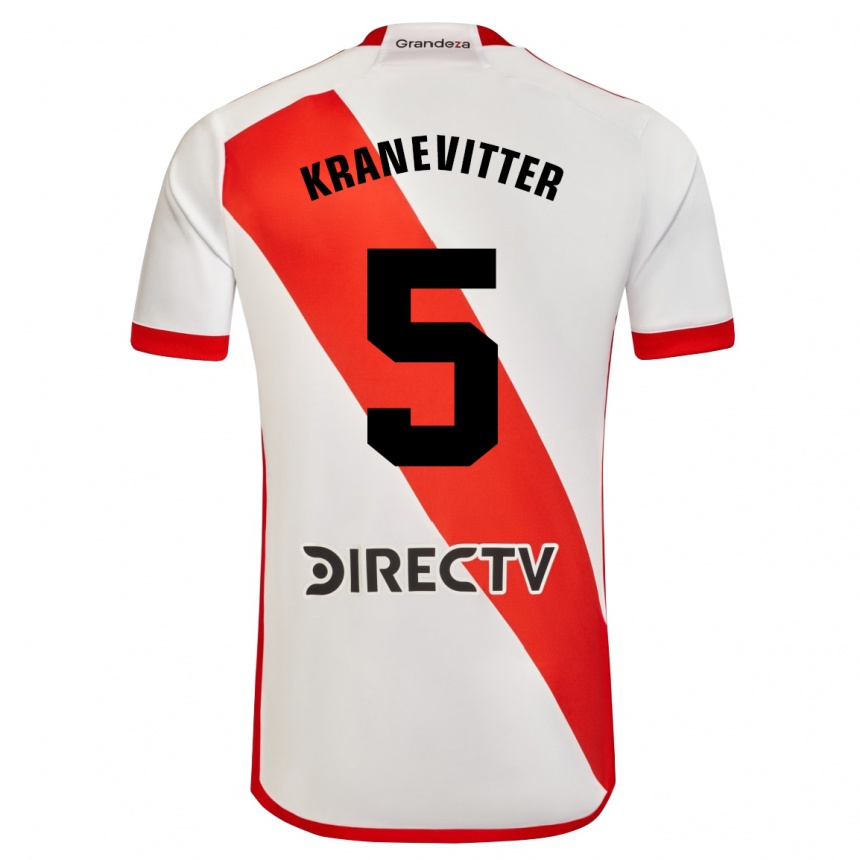 Kids Football Matías Kranevitter #5 White Red Home Jersey 2024/25 T-Shirt Uk