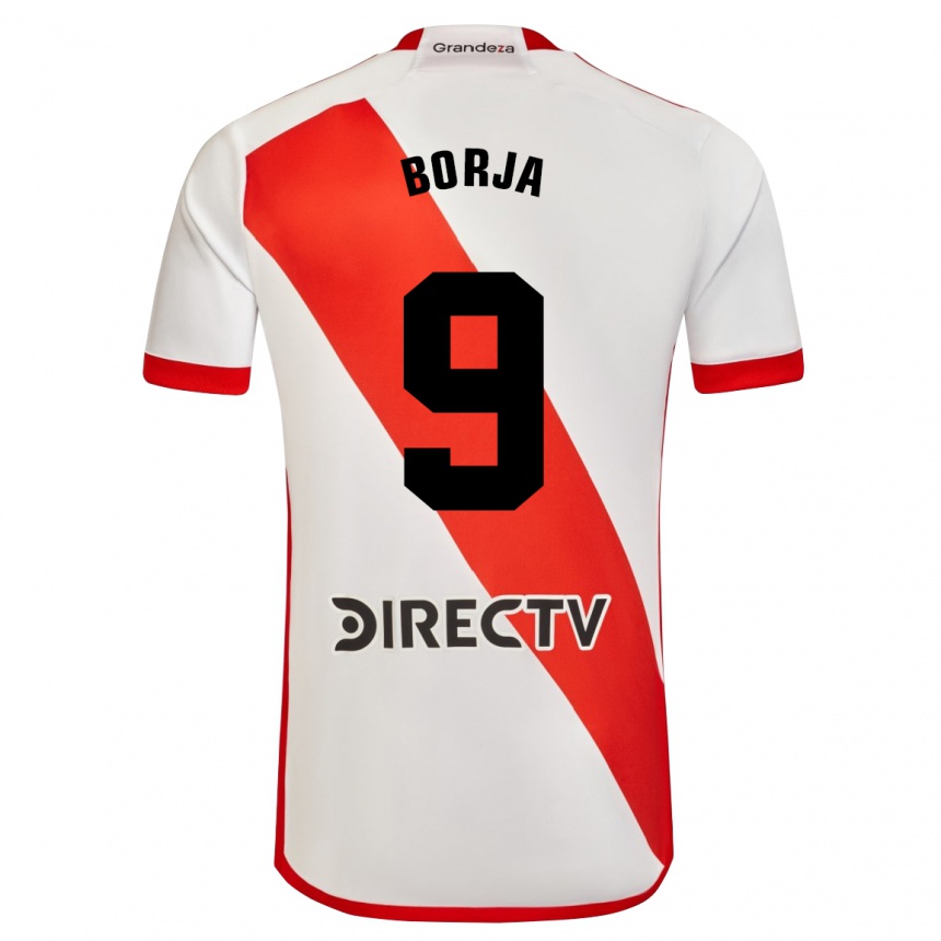 Kids Football Miguel Borja #9 White Red Home Jersey 2024/25 T-Shirt Uk