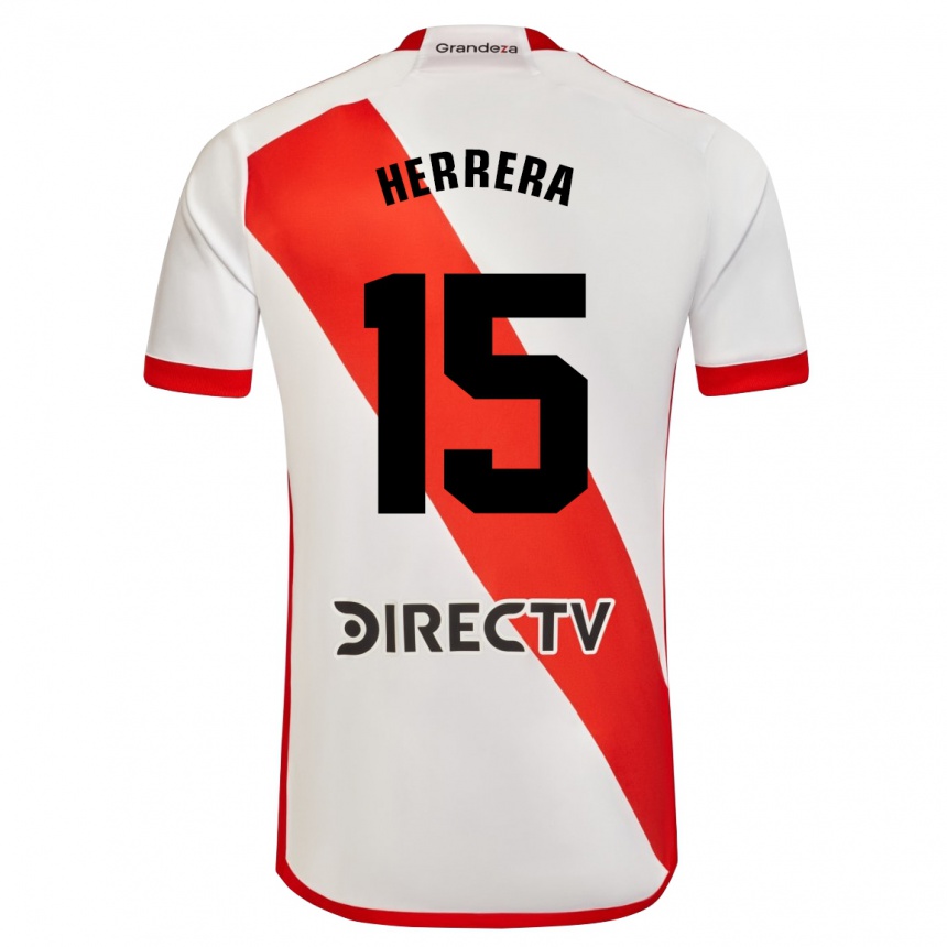 Kids Football Andrés Herrera #15 White Red Home Jersey 2024/25 T-Shirt Uk