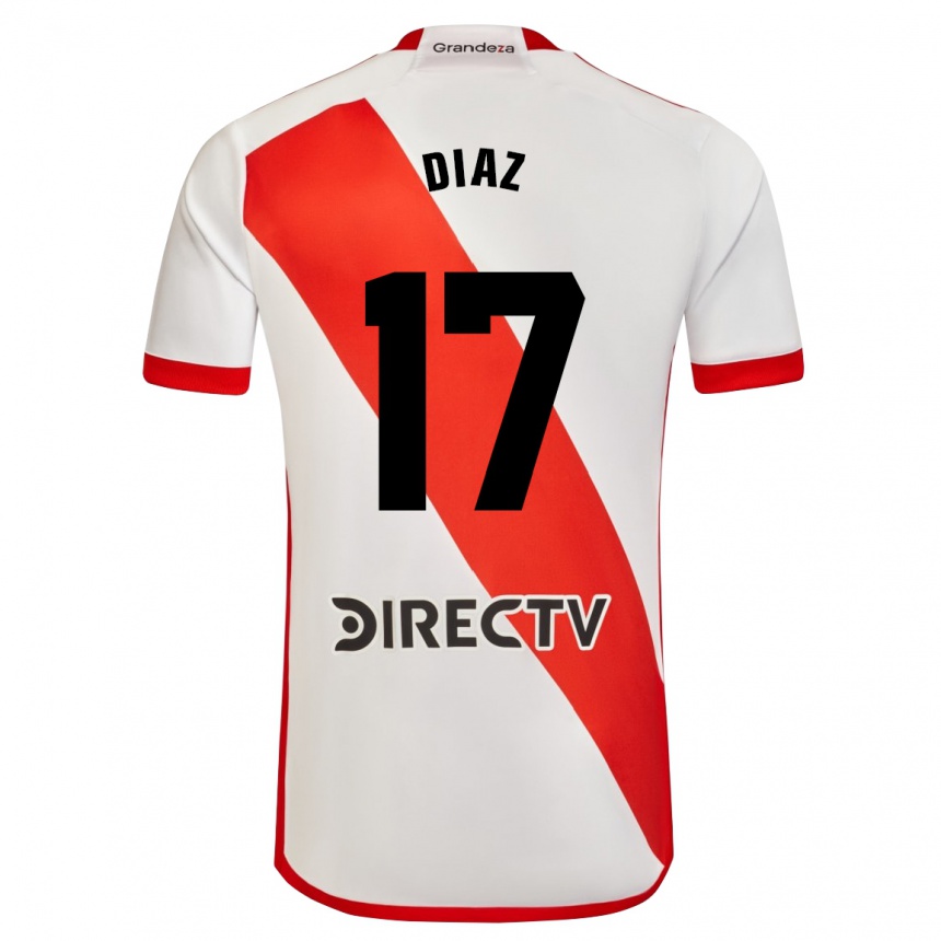 Kids Football Paulo Díaz #17 White Red Home Jersey 2024/25 T-Shirt Uk