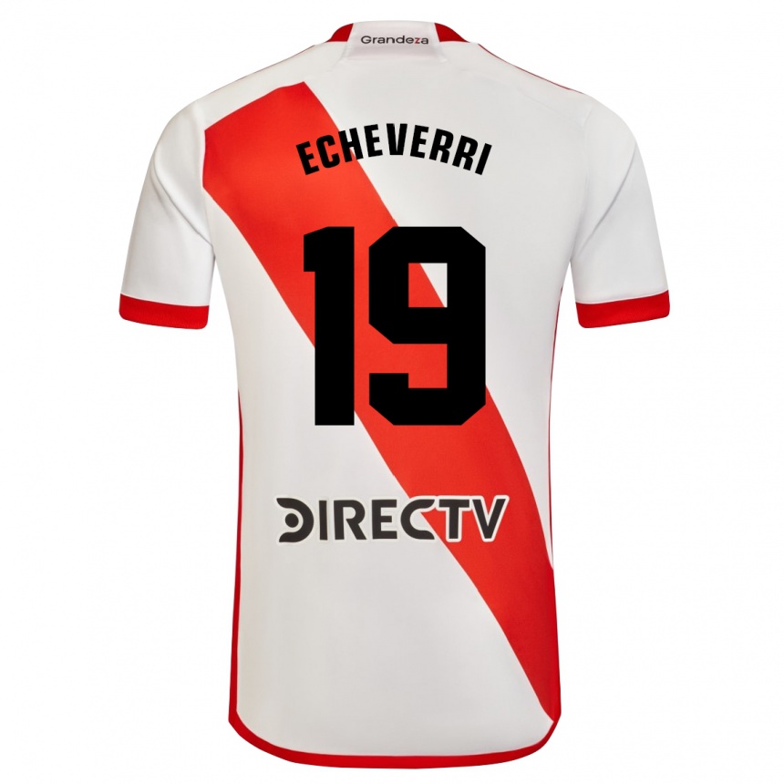 Kids Football Claudio Echeverri #19 White Red Home Jersey 2024/25 T-Shirt Uk