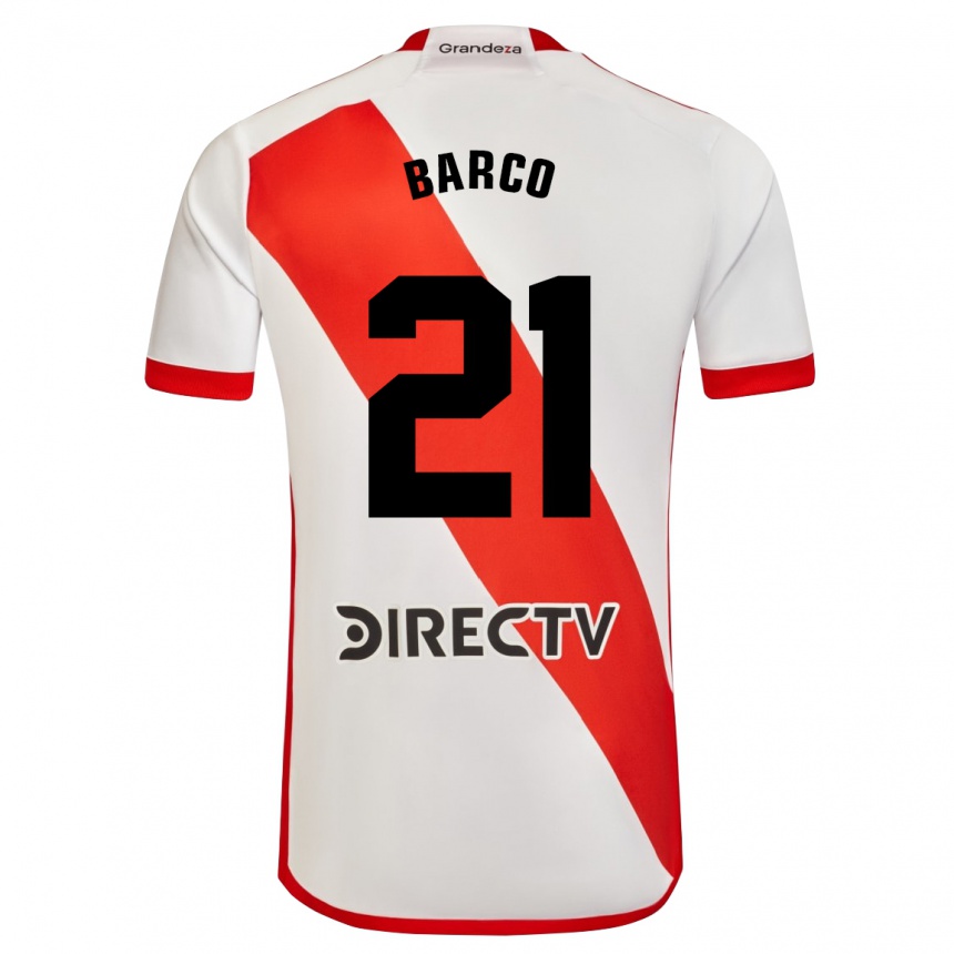 Kids Football Esequiel Barco #21 White Red Home Jersey 2024/25 T-Shirt Uk