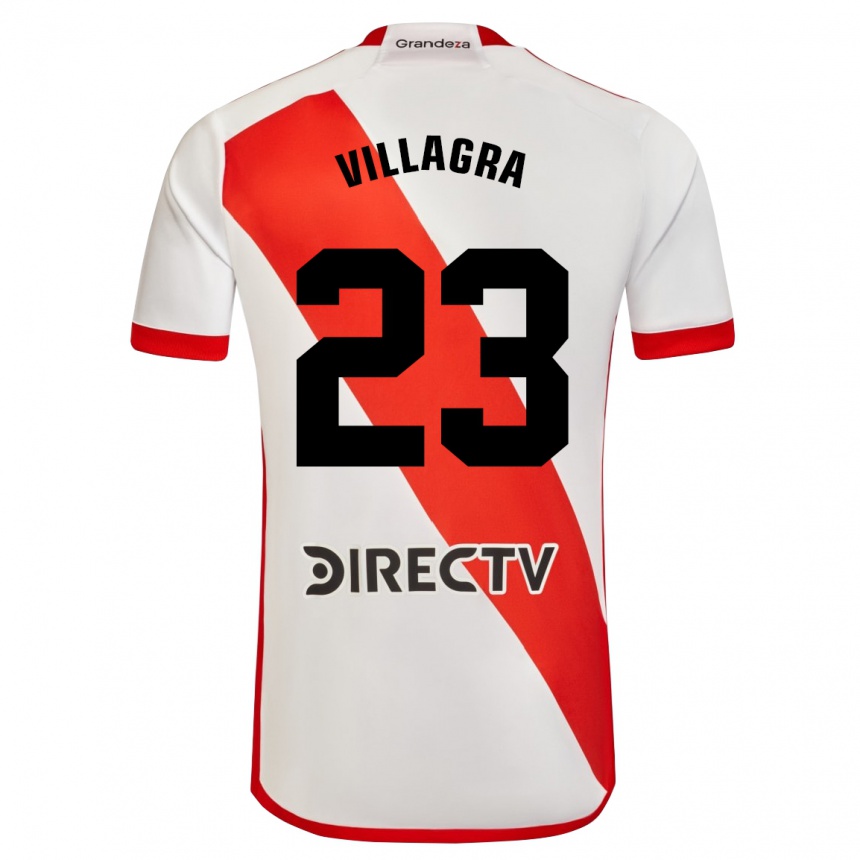 Kids Football Rodrigo Villagra #23 White Red Home Jersey 2024/25 T-Shirt Uk