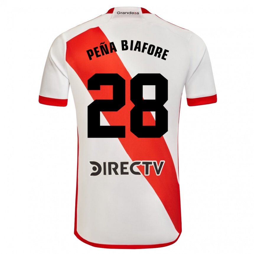 Kids Football Felipe Peña Biafore #28 White Red Home Jersey 2024/25 T-Shirt Uk