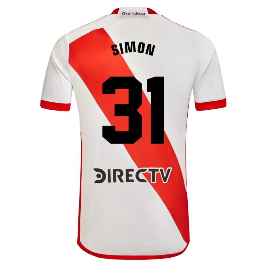 Kids Football Santiago Simón #31 White Red Home Jersey 2024/25 T-Shirt Uk