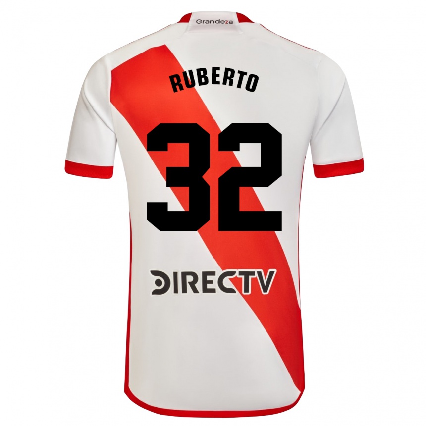 Kids Football Agustín Ruberto #32 White Red Home Jersey 2024/25 T-Shirt Uk